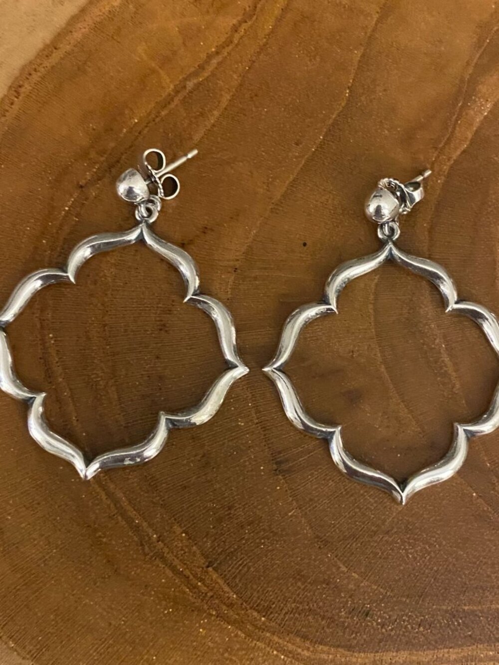 RETIRED James Avery Venetian Frame Earrings, Sterling Silver